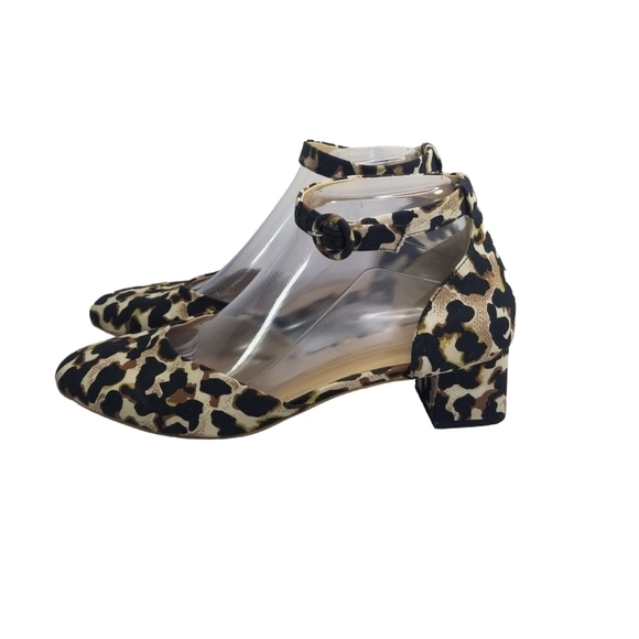 Cabi Kiki Leopard nimal print ankle strap block heels - Picture 1 of 11